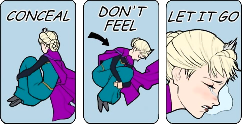 Elsa rolling on the floor crying